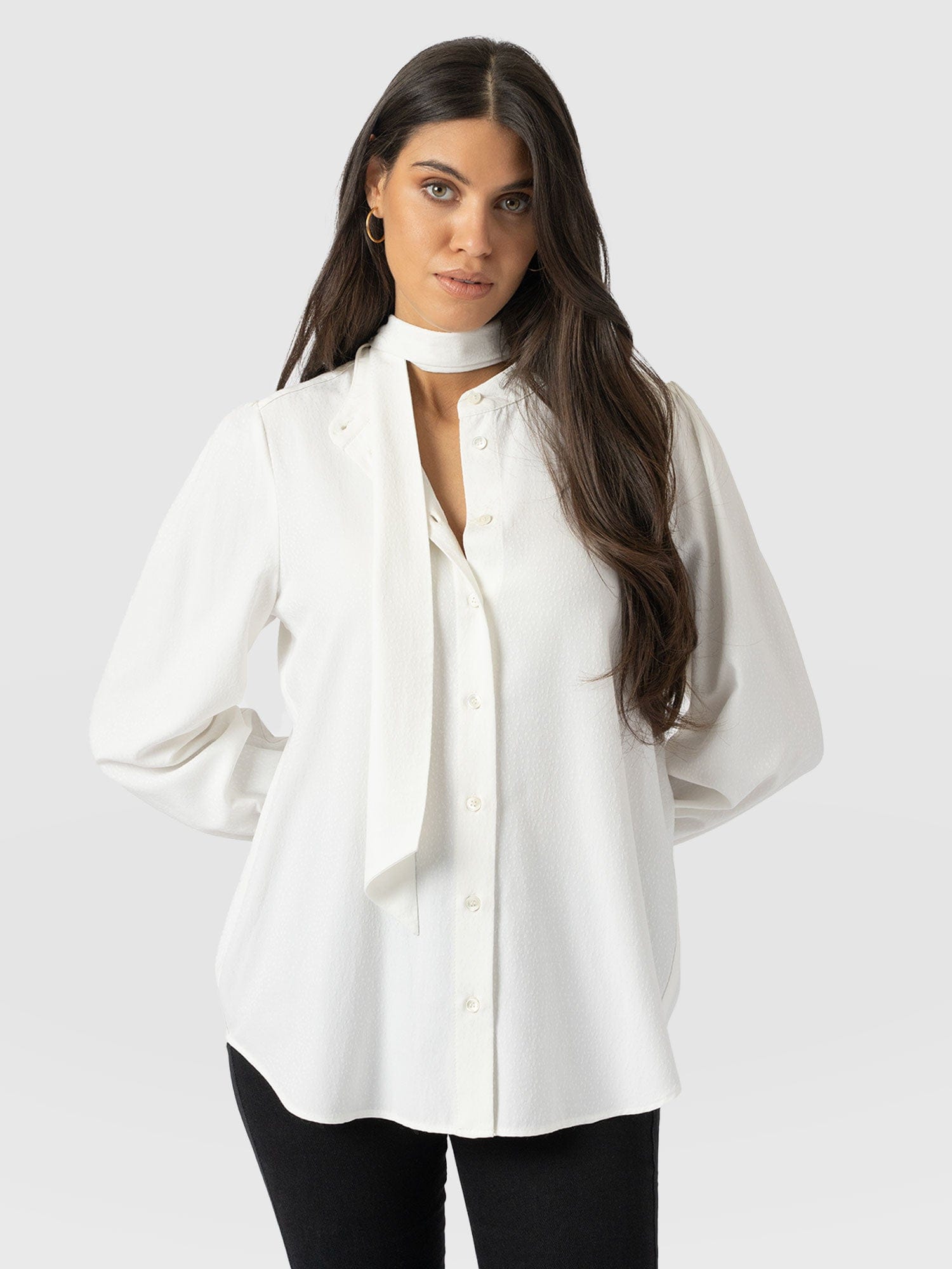 Paxton Pussybow Blouse Cream - Women's Blouses | Saint + Sofia® UK